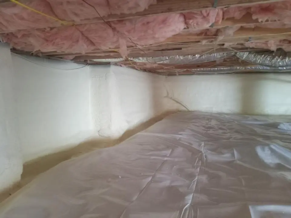 Crawl space encapsulation with closed-cell spray foam for Roof Leak Repair in Mentor